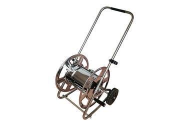 Chariot de bobine de tuyau en métal d'acier inoxydable, chariot de chariot à bobine de tuyau d'arrosage avec 8" roue solide et briseur